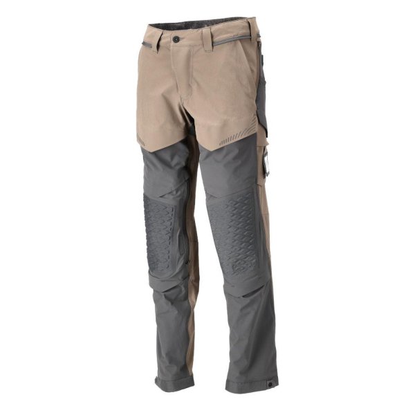 Zoom bild av Byxor med knäfickor, mörk sand/stengrå