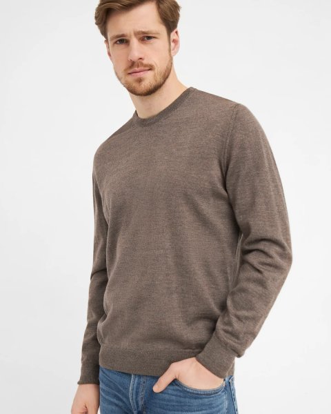 Zoom bild av Milan mens pullover round-neck, dark khaki melange