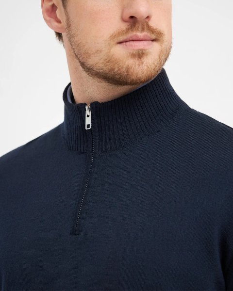 Zoom bild av Milan mens pullover zip-neck, dark navy