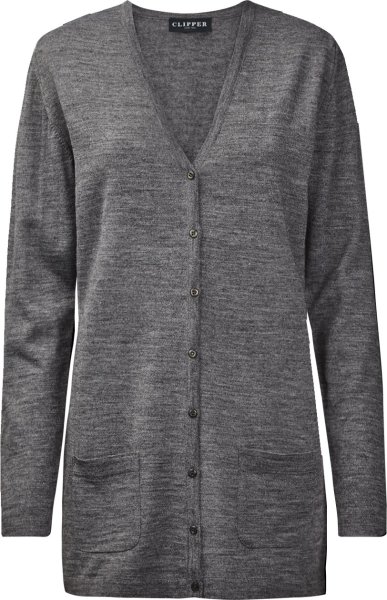 Zoom bild av Copenhagen womens long cardigan v-neck, stone grey melange