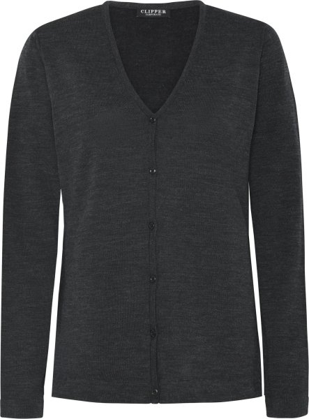 Zoom bild av Berlin womens cardigan v-neck, dark charcoal melange