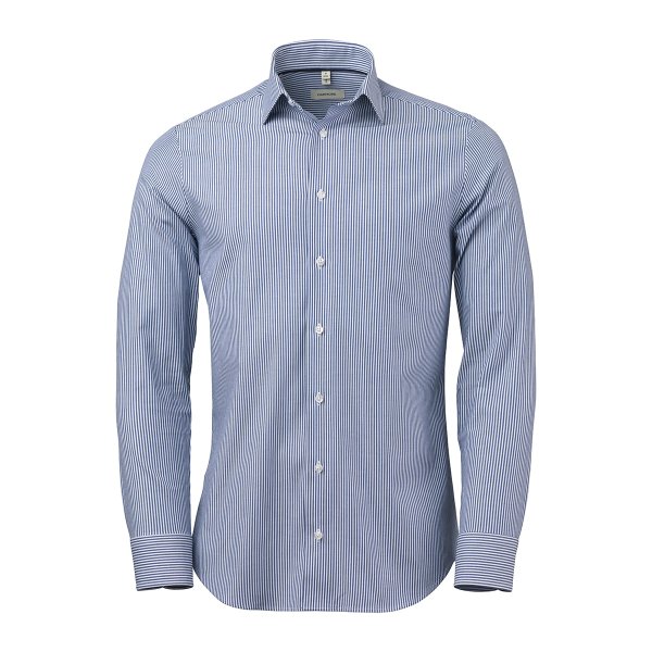 Zoom bild av Blue/white stretch twill shirt, slimfit