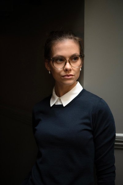 Zoom bild av Woman elegant round neck, navy