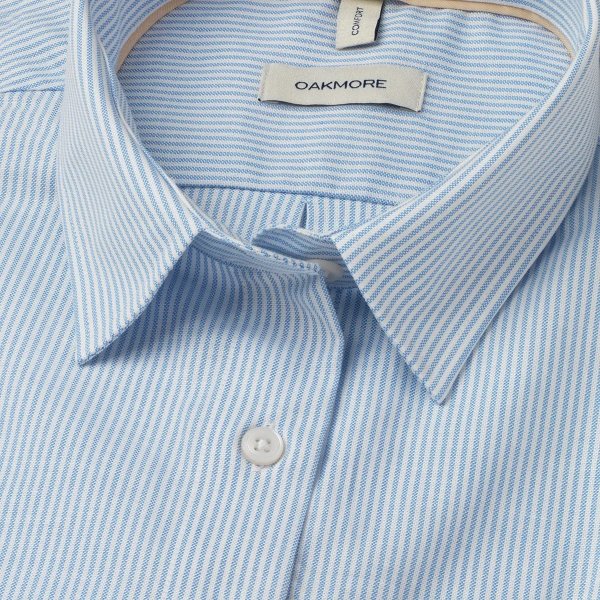 Zoom bild av Light blue/white striped female stretch oxford shirt, slimfit