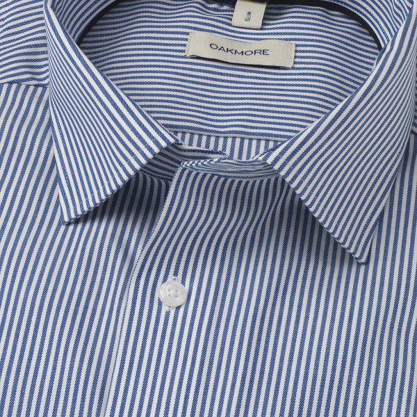 Zoom bild av Blue/white stretch twill shirt, comfort fit