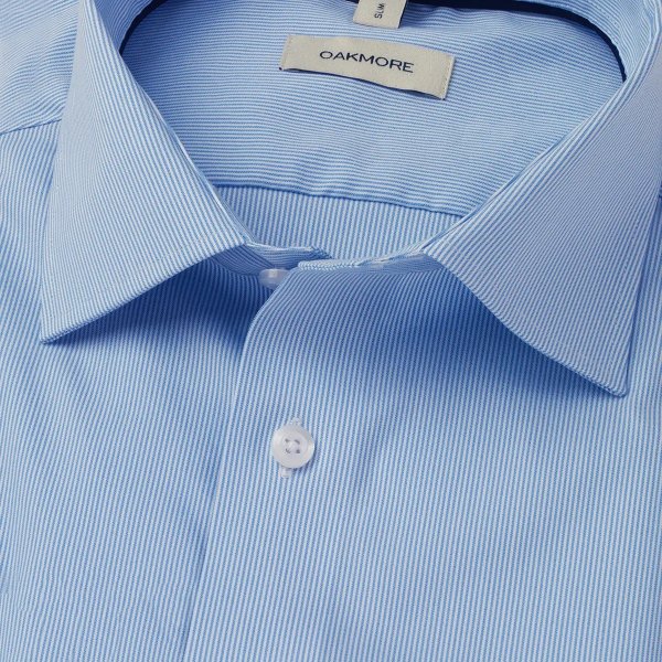Zoom bild av Light blue/white fine striped stretch oxford shirt, comfort fit