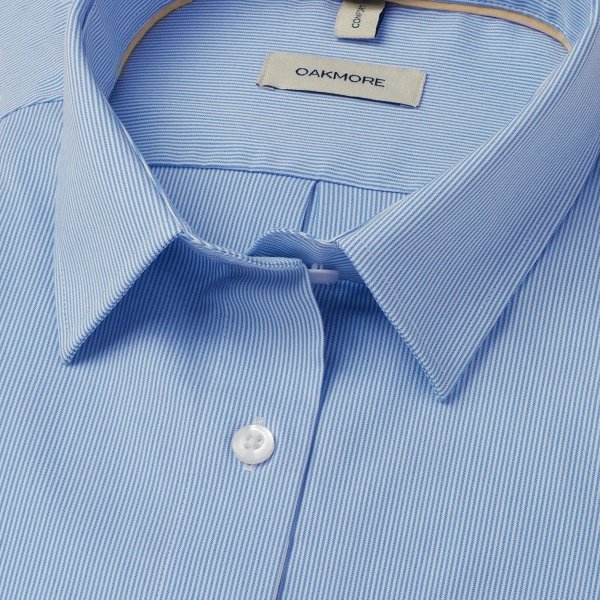 Zoom bild av Light blue/white fine striped female stretch oxford shirt, slimfit