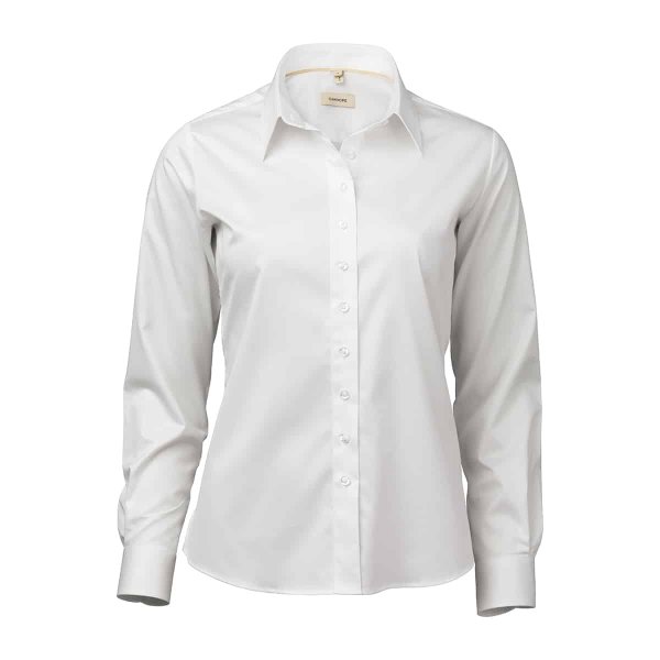 Zoom bild av White female stretch twill shirt, comfort fit