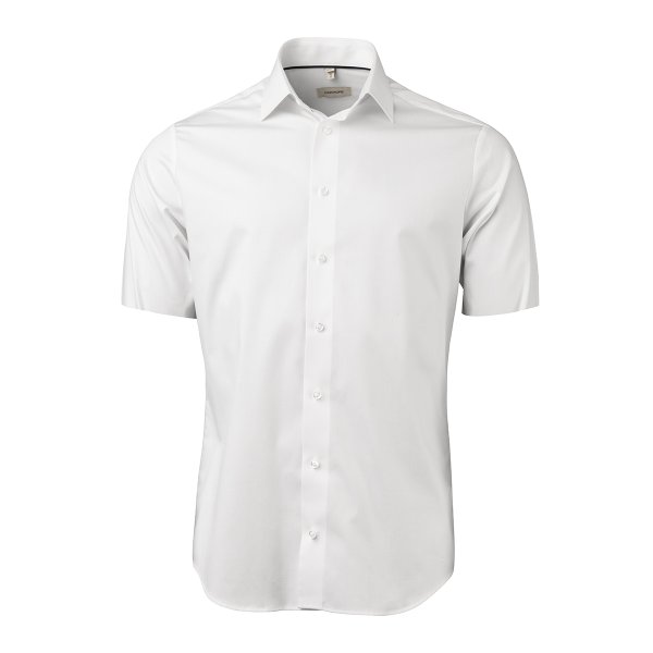 Zoom bild av White short sleeve stretch twill shirt, comfort fit